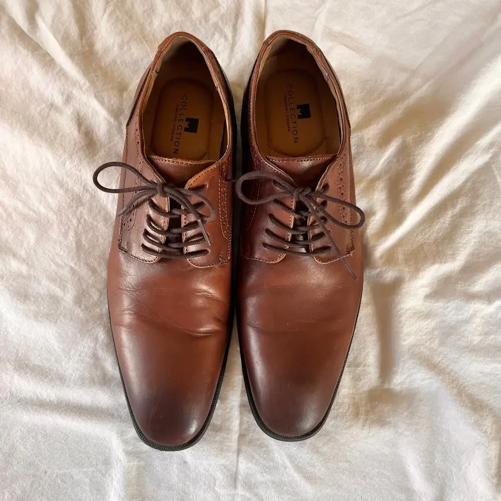 Michael Strahan Men's MS GENE Cognac Tan Leather Brogue Oxford Shoes Size 10M